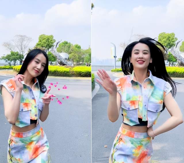 黄圣依|39岁黄圣依当街热舞！外套不系扣露出内搭，腰肢纤细腹肌隐约可见