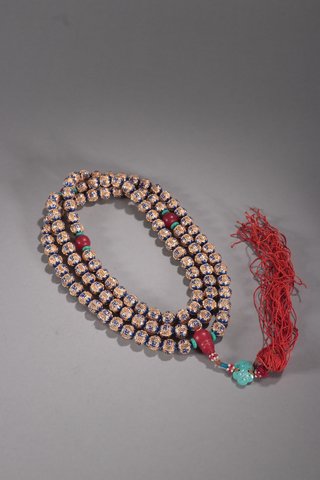 |回流-银鎏金烧蓝108佛珠。