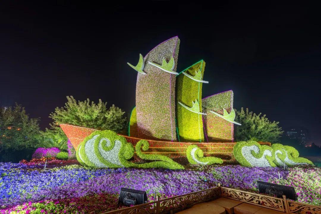 上海市|花了三个晚上，打卡长安街沿线14处立体花坛，夜景比白天更靓丽！
