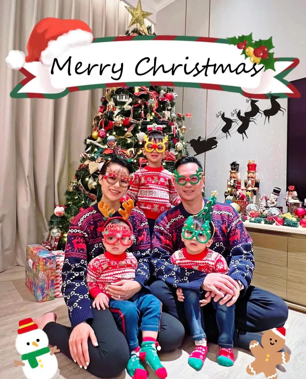 宋仲基|胡杏儿晒圣诞全家福，穿同款亲子装可爱又温馨，三个儿子帅气可爱