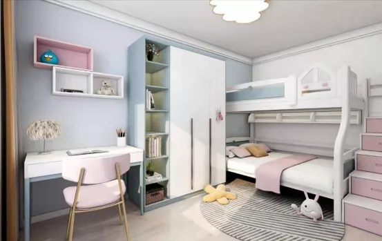 113㎡北欧风2室1厅，儿童房清新、可爱，很适合二胎家庭