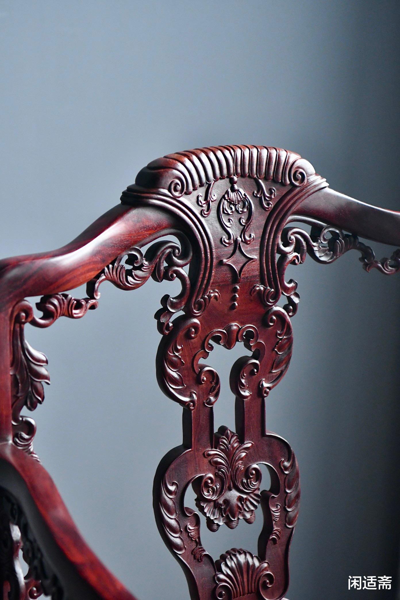 紫檀|仿清宫旧藏御制紫檀雕西番莲扶手椅