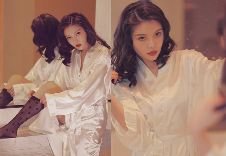 徐冬冬|徐冬冬穿深V浴衣拍视频！手扯黑丝动作性感，一双白净长腿太抢镜