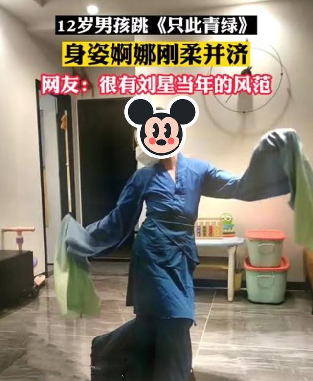 12岁男孩跳“只此青绿”身姿婀娜，却遭网友质疑，家长发声获好评