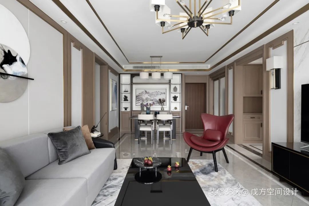 装修设计:实用130平素雅新中式四口之家