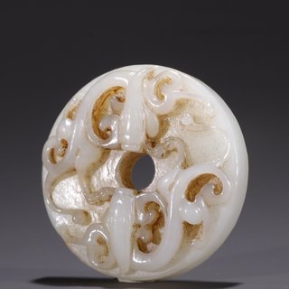 和田玉籽料|旧藏·和田玉籽料双龙玉璧