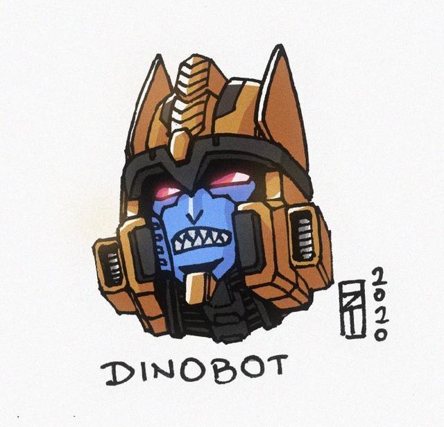 |变形金刚头像插画,恐龙勇士一眼就能认出