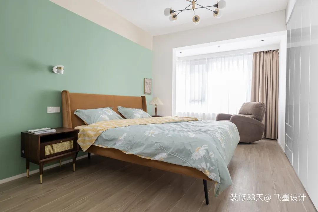装修设计:147平清新绿色北欧三室跃层