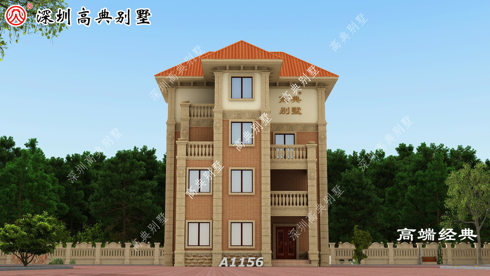 14X16的三层户型,凉亭设计更气派,农村建房新选择