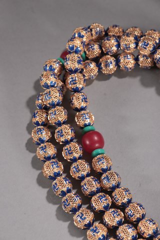 |回流-银鎏金烧蓝108佛珠。