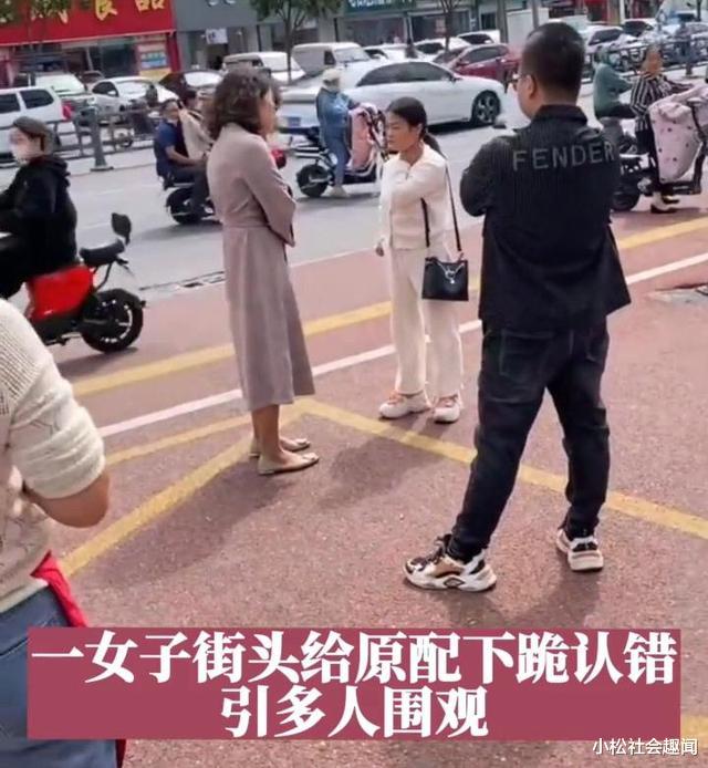 江苏:女子当街下跪给原配认错引多人围观,网友:原配更有气质