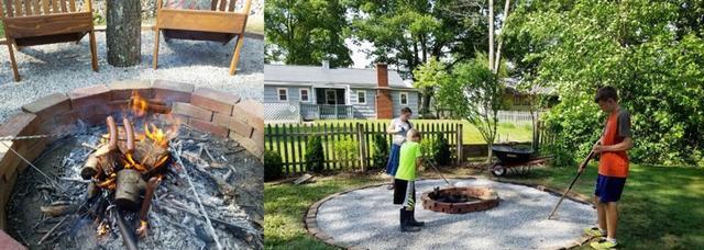 要有院子一定这么装,红砖铺圆形休闲区,冬夏都能用,重点不过时