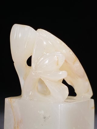 戒指|清 和田玉籽料白玉 荷叶钮 印章 荷塘清趣 君子之风