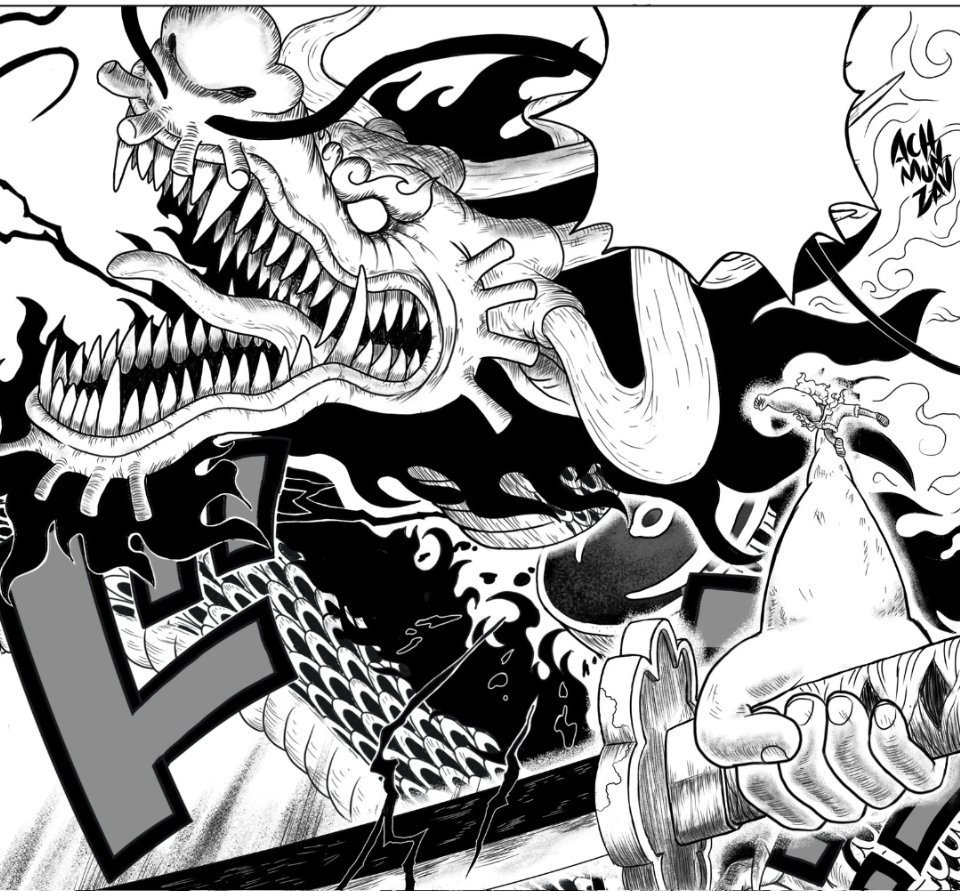 路飞|海米自制1045话内容，路飞用巨大武士刀，亲手斩下凯多龙头！