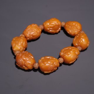 和田玉籽料|旧藏·和田玉籽料貔貅手串