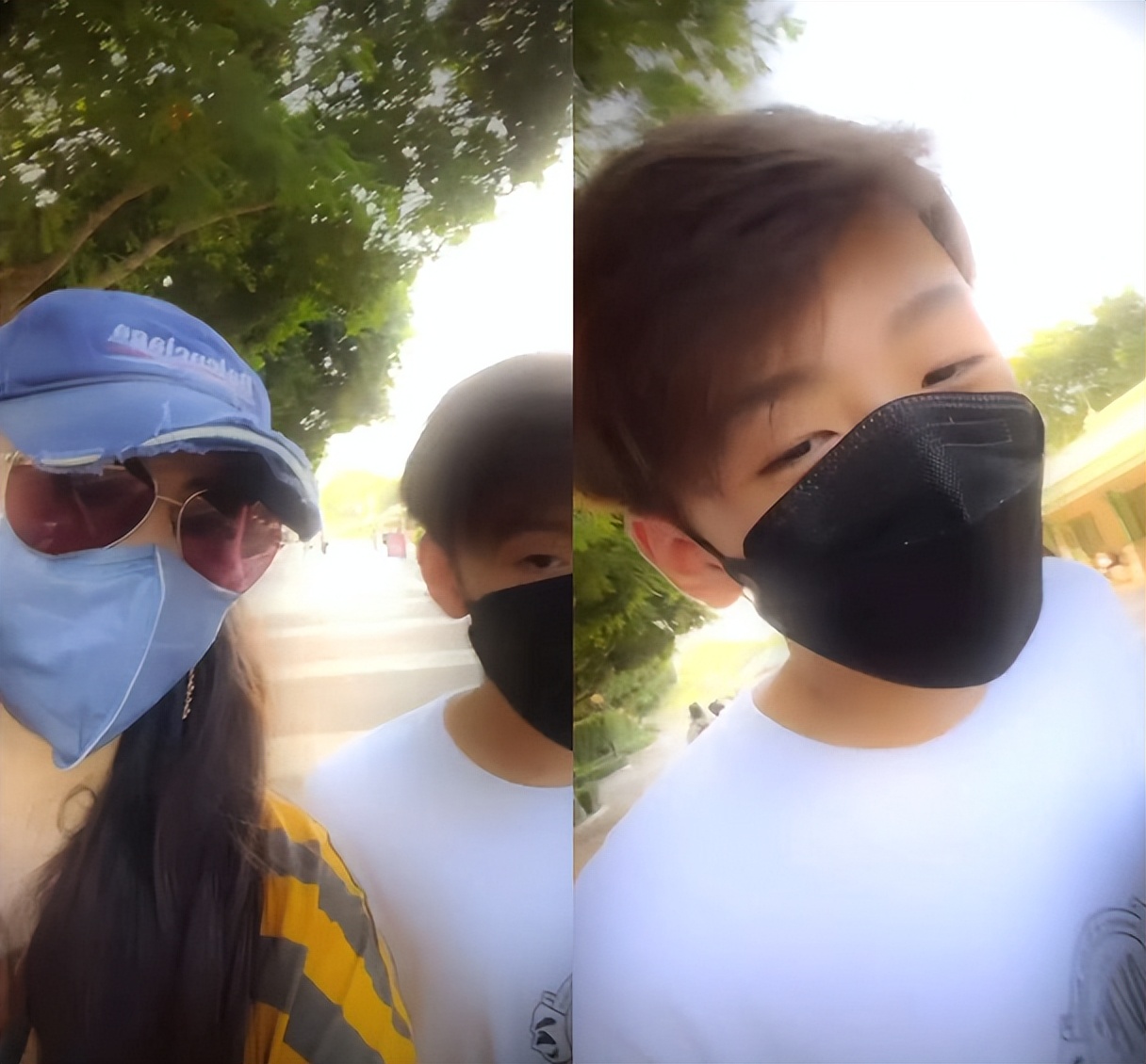 张柏芝|张柏芝与俩儿子出游!二儿子车中啃鸡腿满嘴是油,长相酷似谢霆锋