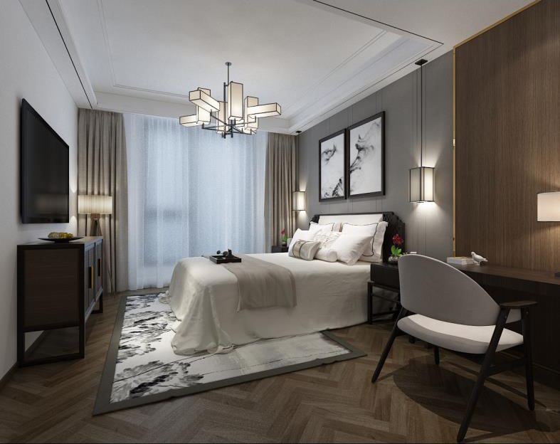 156平中式四居室,具有中式特色的屏风是这个家的设计的隔断