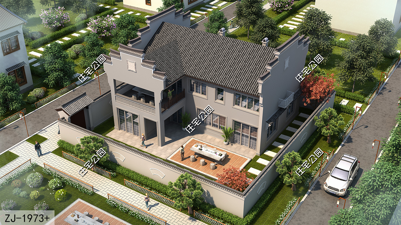 别墅|14×12米二层徽派别墅，茶室、土灶、佛堂、庭院，一个都不能少