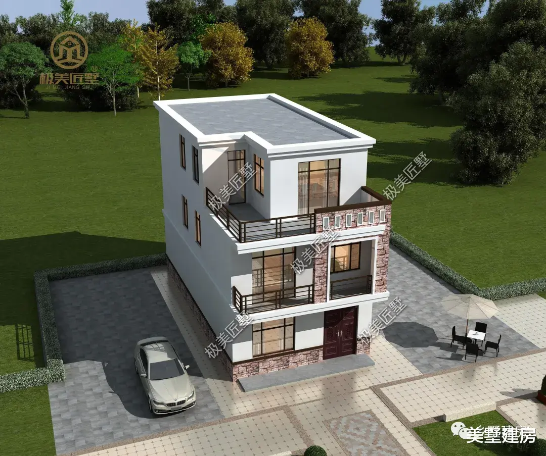 三层现代风别墅,造型时尚紧跟潮流,小开间也能建