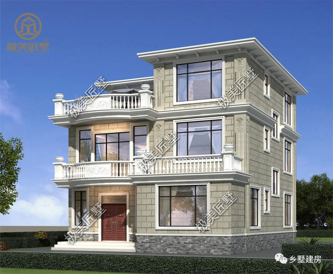 厨房前置设计,主屋内免受油烟,这款平屋顶简欧风让人惊喜