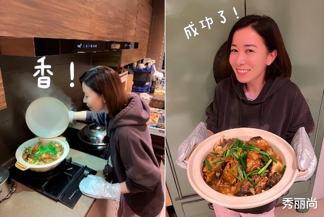 佘诗曼|女星佘诗曼在豪宅内做饭!灶台上满是油渍显脏乱,做错后脸涨通红