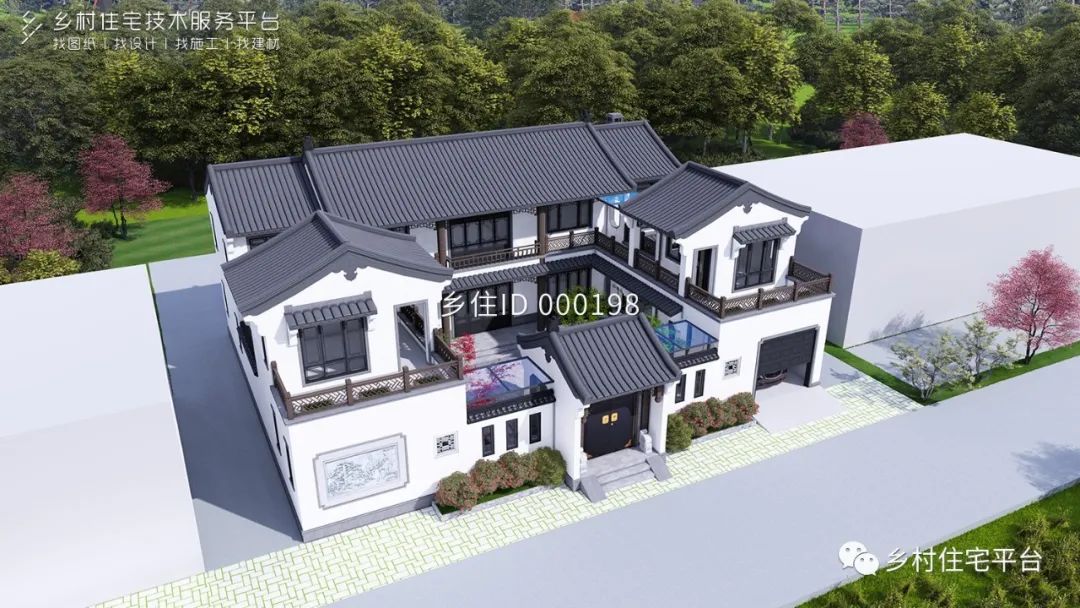 乡住科技免费图纸土建86万面宽21.6m进深17m湖南邵阳三层中式别墅