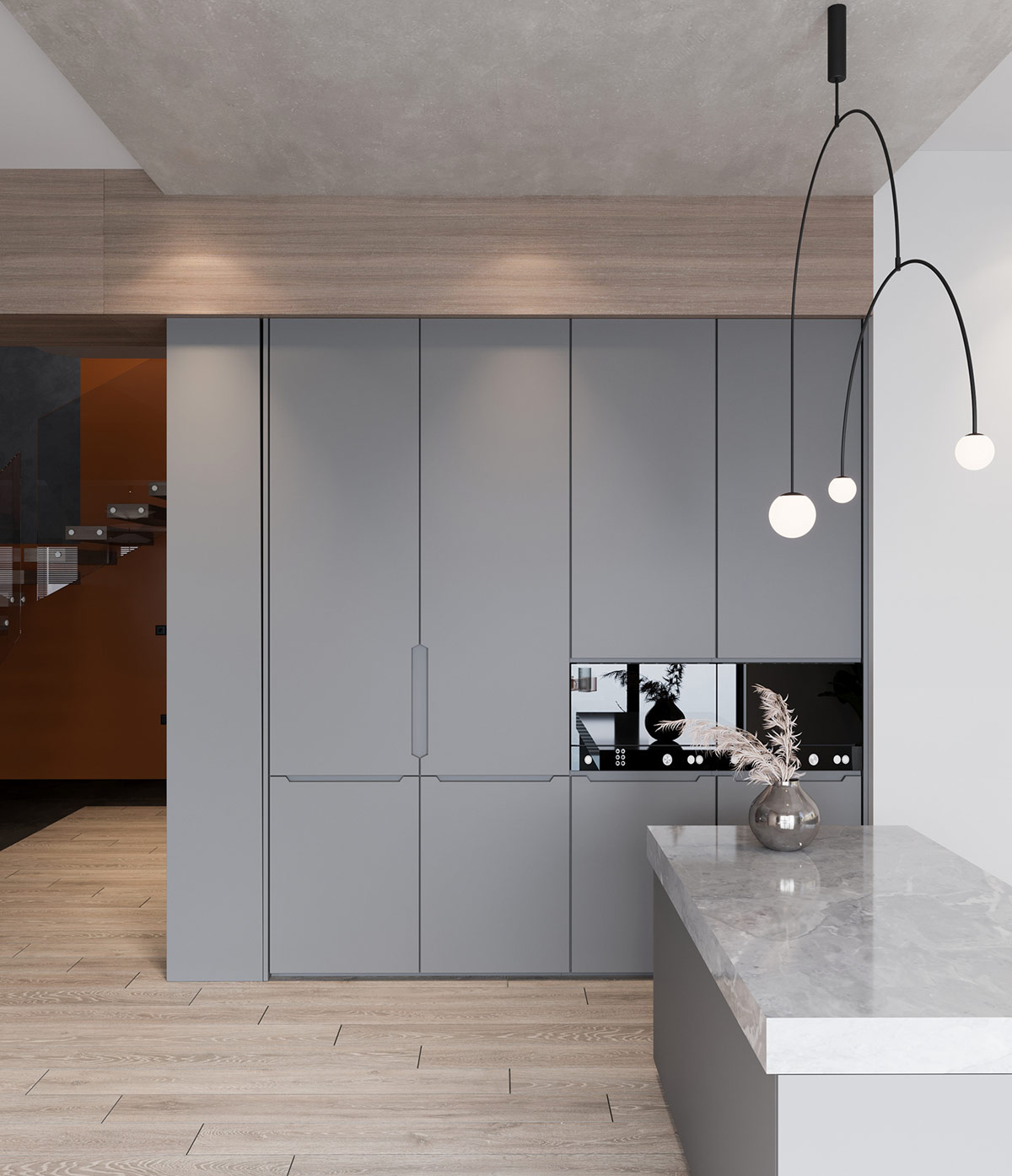 三个现代家居, 用灰色装饰和木质装饰打造舒适别致的内饰