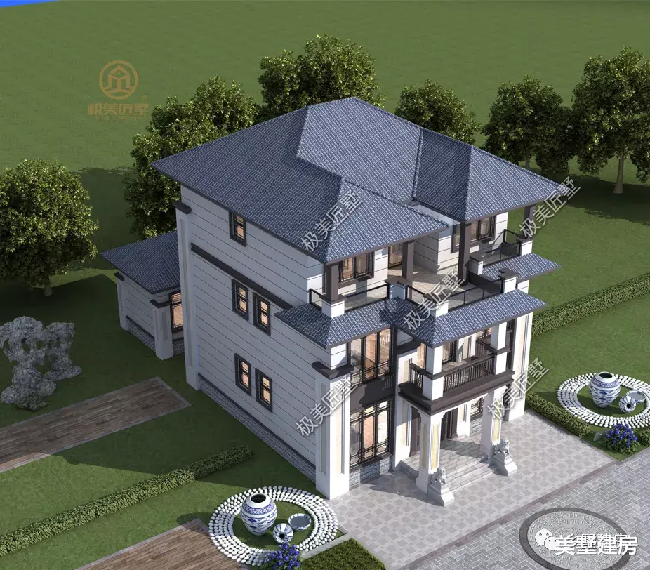 10米开间想建中式,试试对称设计,方正又大气!