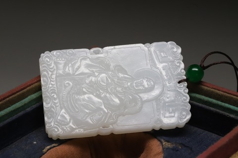 和田玉籽料|和田玉籽料“一级白 普贤菩萨”子冈牌.