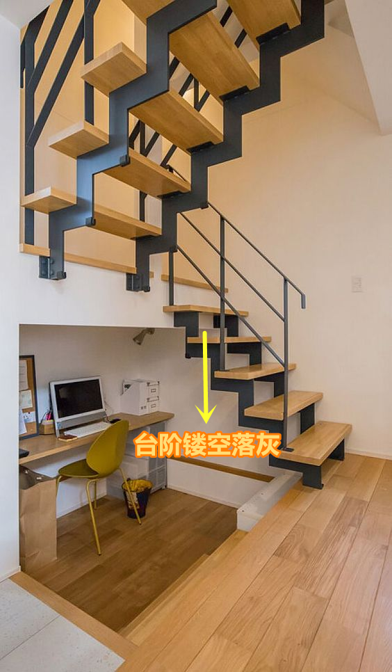 楼梯下面早就不打柜子了，下沉20公分，能办公能种花，又省一间房