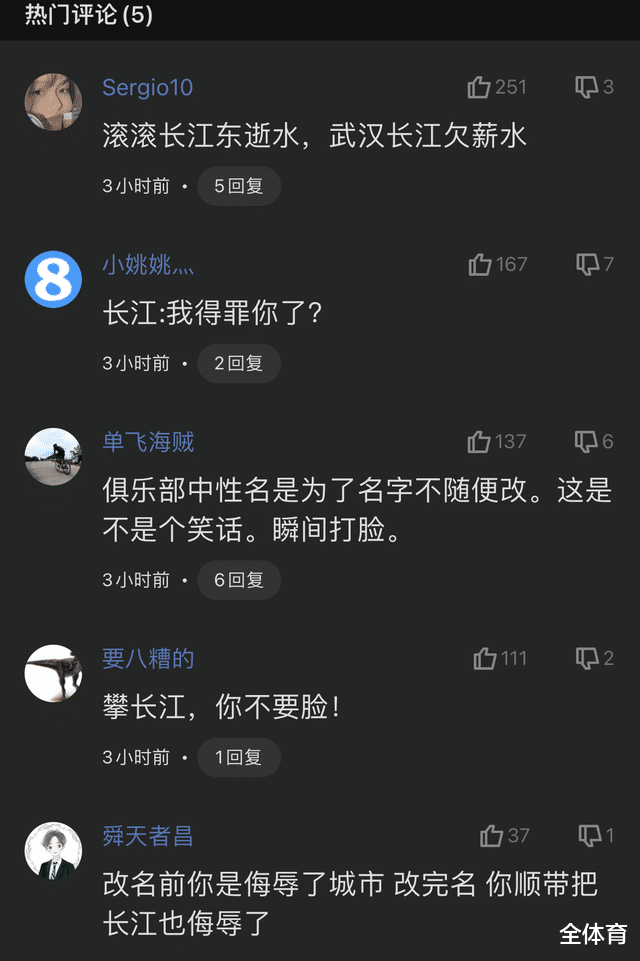 |武汉队改名为武汉长江队，球迷：攀长江，不要脸