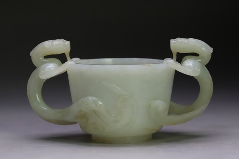 和田玉籽料|和田玉籽料“双螭龙玉杯”