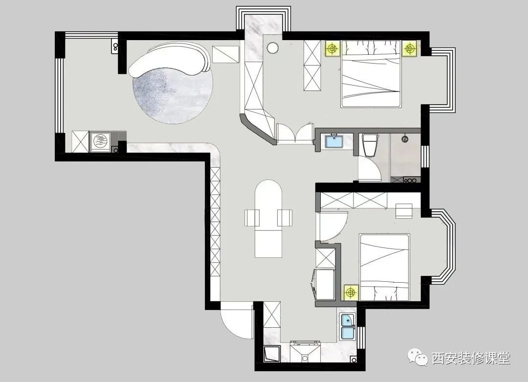 90㎡三室变两室,客卧互换成就清新家