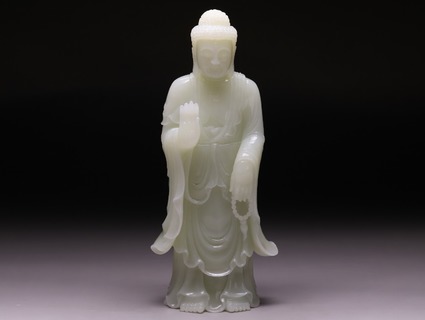 和田玉籽料|回流 舊藏和田玉籽料“释迦牟尼佛”立像