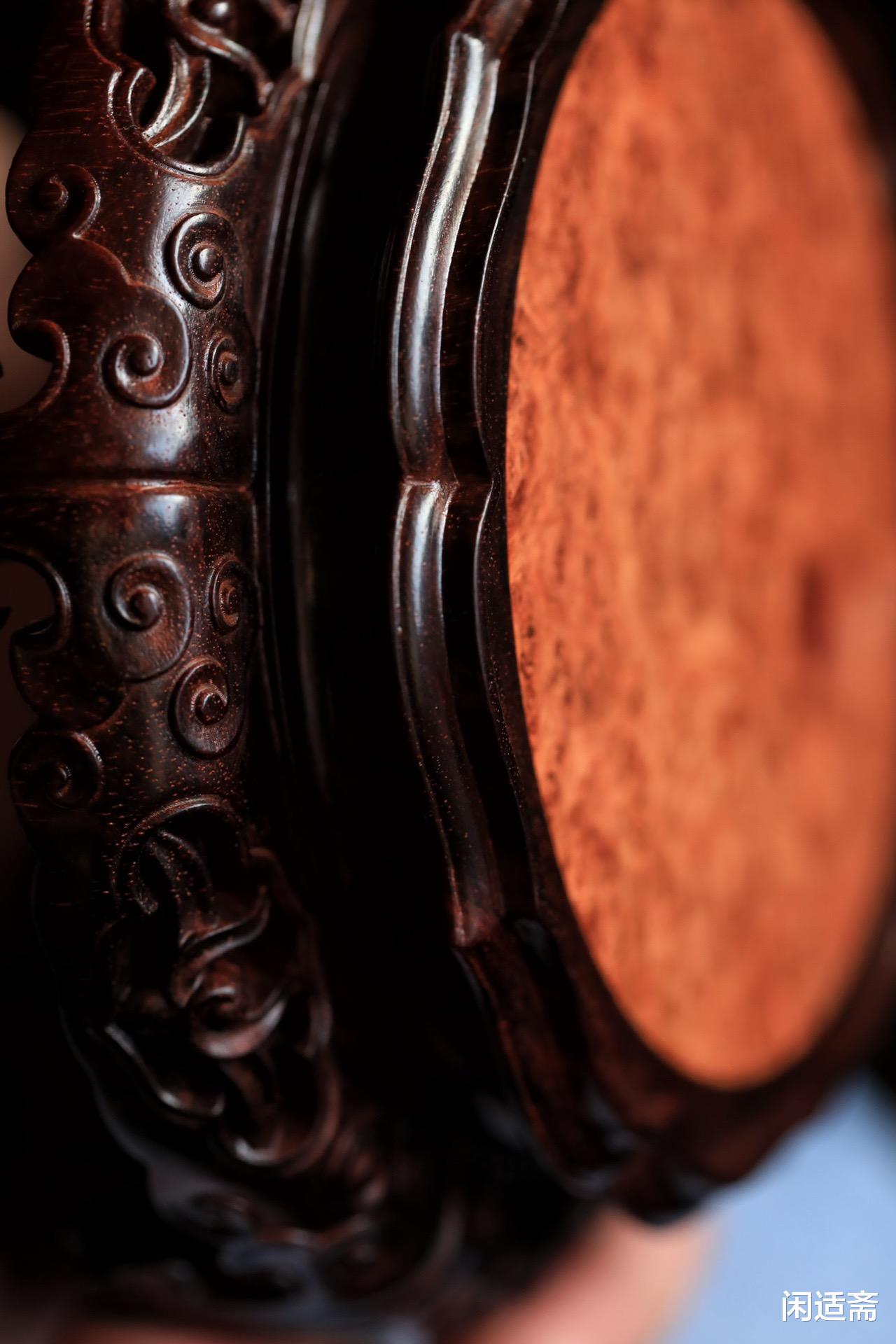 紫檀|东方精美器物，紫檀带托泥如意高足几座