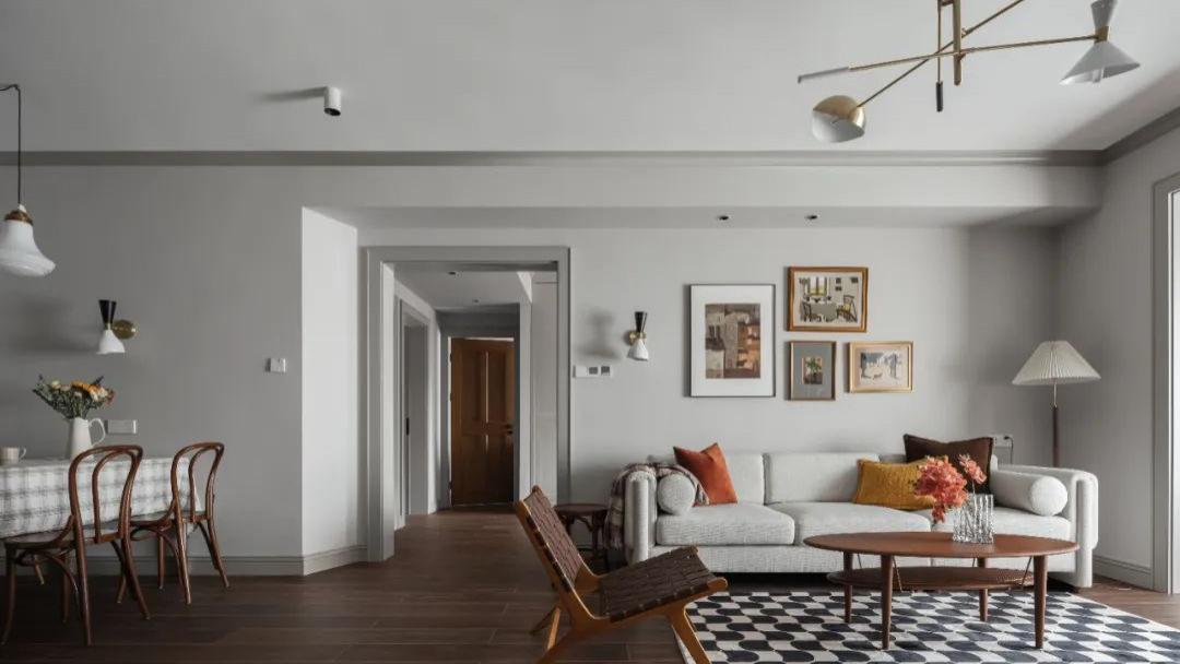 122㎡美式混搭风，开放式书房+钢琴房，灰色调凸显温暖和浪漫！