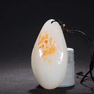 菊花一角|清-和田玉“一品清廉”原石雕件