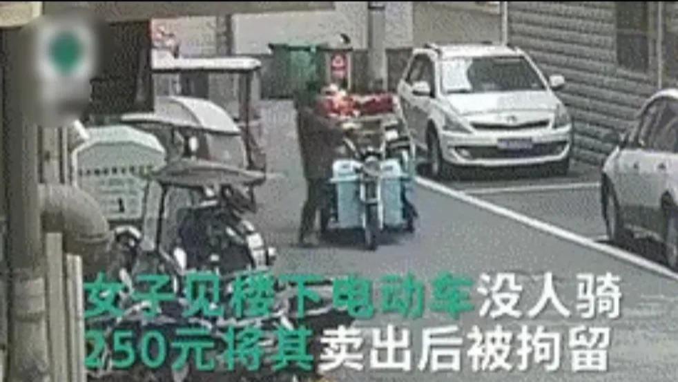 安徽女子见楼下两部电动车长期无人使用，以500元当废品变卖被拘