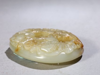 |清代,和田玉胡人戏狮瓦子