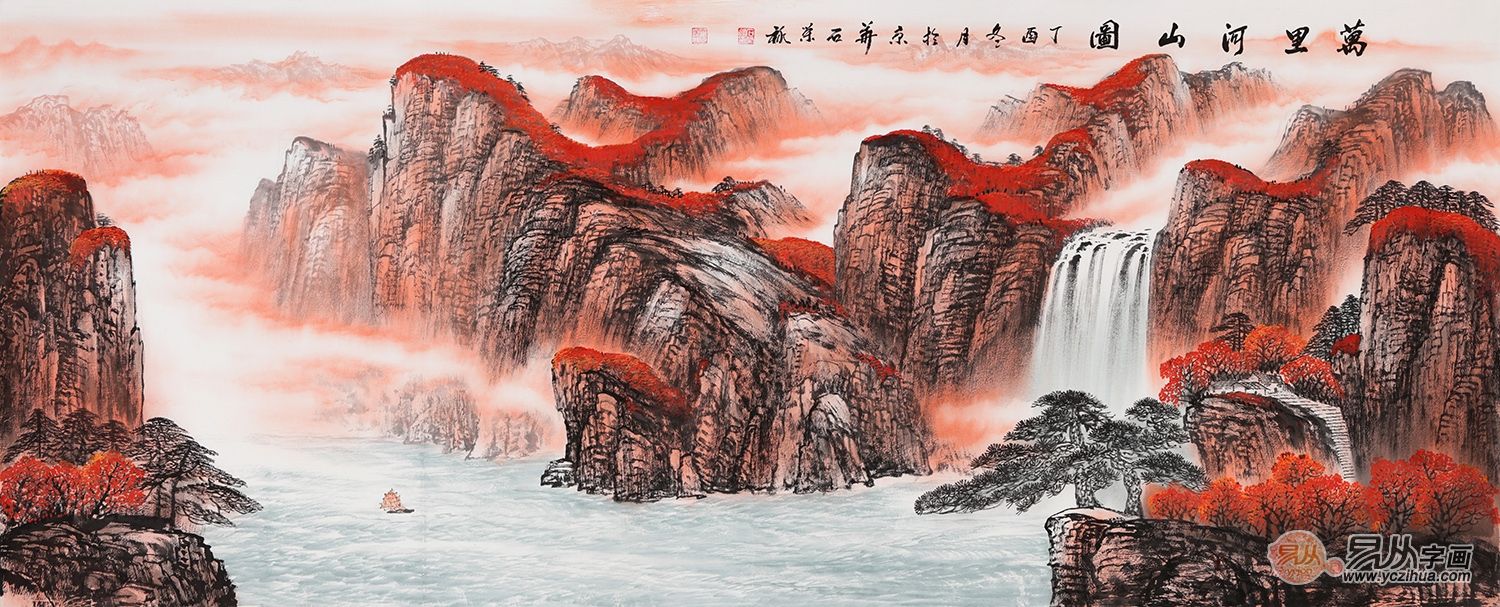 摆摊|办公室装饰 韵味动人山水画 办公室装饰就该这么选