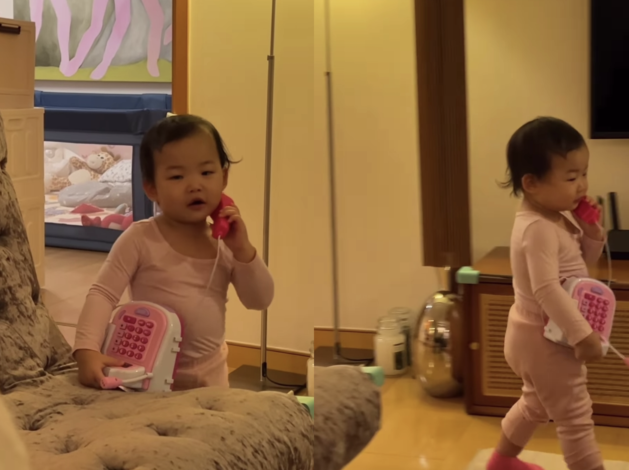 朱珠|朱珠一家三口过元宵,女儿发型像徐志胜,假装打电话流露大佬气质