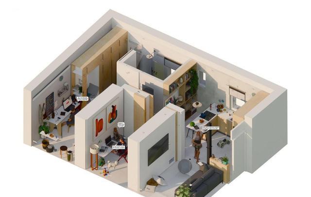 不服不行!45的房子,她靠2面活动墙,直接摇身一变成两室一厅