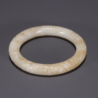 玉雕|旧藏·老和田玉雕祥云纹手镯