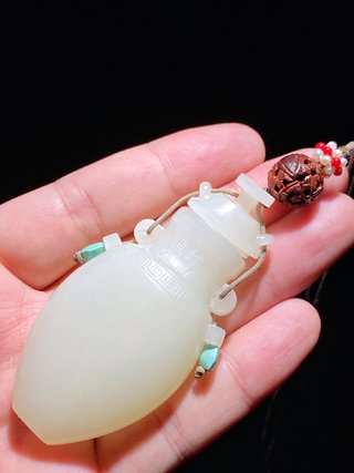 鼻烟壶|清道光 和田玉籽料 白玉 行有恒堂 穿带 鼻烟壶 把件