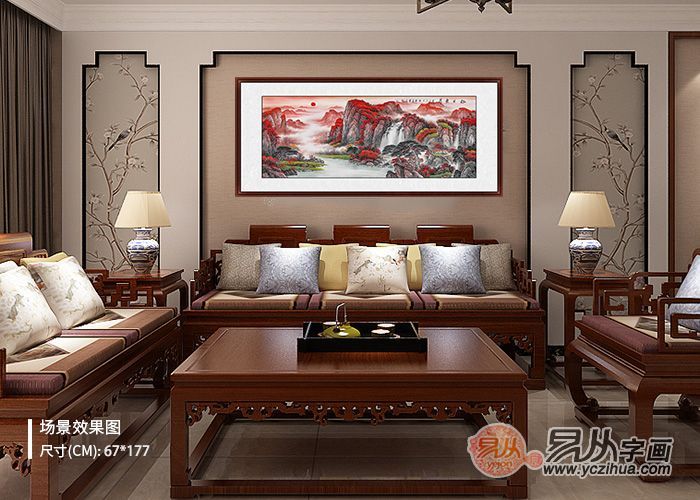 壁画装饰 家里挂一幅山水画 尽显文人艺术气息