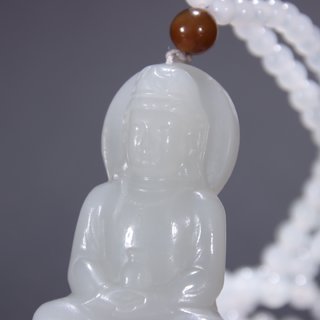和田玉籽料|旧藏-和田玉籽料净瓶观音挂坠