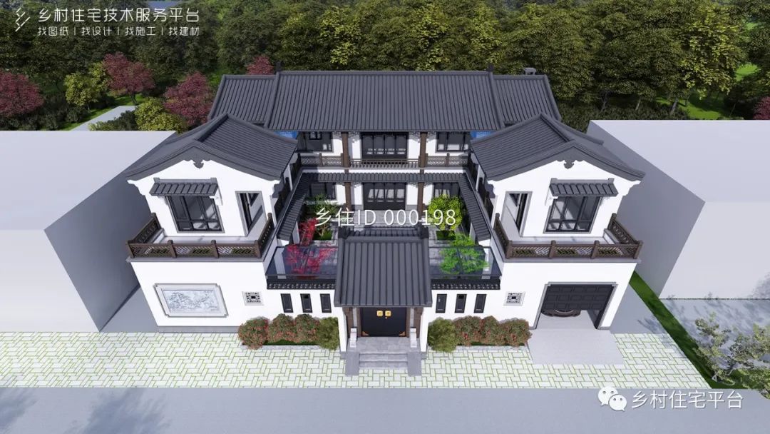 乡住科技免费图纸土建86万面宽21.6m进深17m湖南邵阳三层中式别墅