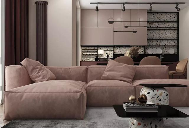 60平米现代设计女王范二居室,粉色调装修气质高贵