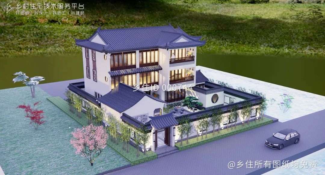 乡住科技免费图纸精选8款带庭院别墅自建房图纸有庭院的房子才是真正的乡村田园生活