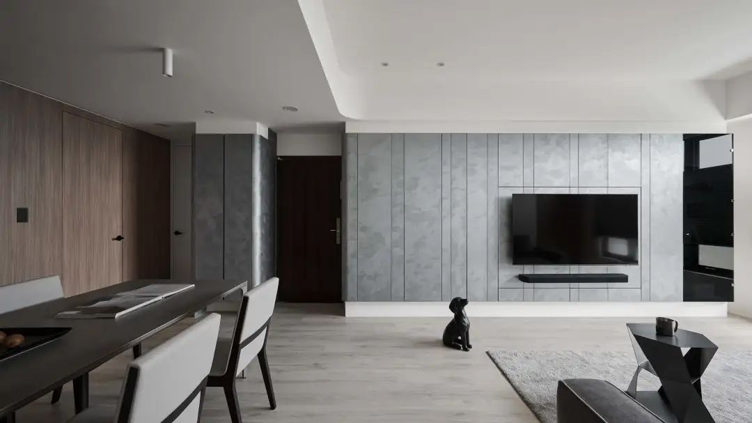 99㎡中等户型装修,黑白灰的配色简洁利落,打造高质感的居家空间